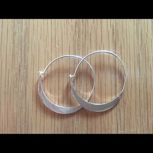 Sterling silver hoops, crescent moon shape